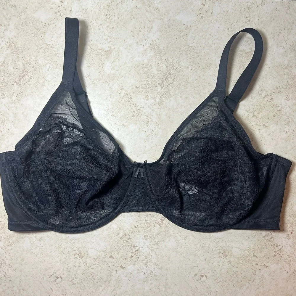 HSIA Elegant Black Lace Unlined Underwire Full Figure Balconette Bra Size 40DD